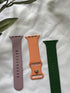 Personalisiertes Apple Watch Armband in Nahaufnahme – unterschiedliche Farben